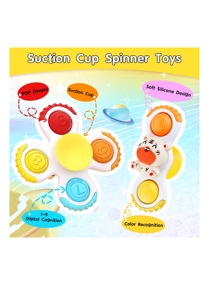 Excefore 3PCS Suction Cup Pop-Up Fidget Spinner Toys for 1 2 3 Years Old, Sensory Toys for Toddlers, Early Education Toys, Birthday Gifts for Baby Boys Girls(Animal Style) - Image 4
