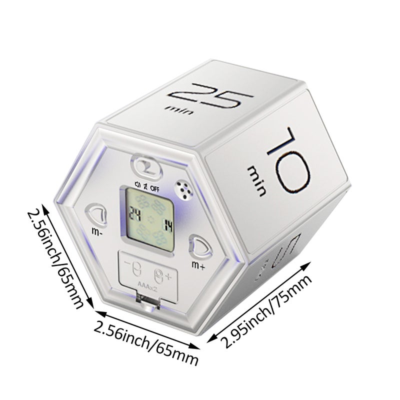 Hexagon Digital Clock Timer Magnetic Cubes Timer Kitchen Hexagon Flip Timer for Studying Cooking Exercise Easy To Use Magnetic Flip Focus-timer - Image 4