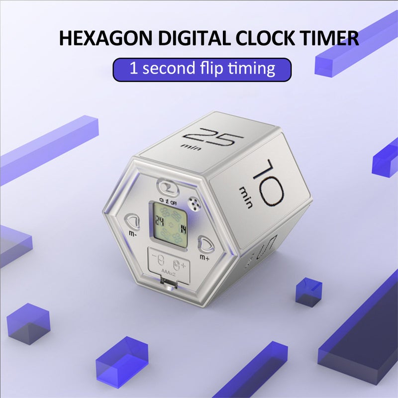 Hexagon Digital Clock Timer Magnetic Cubes Timer Kitchen Hexagon Flip Timer for Studying Cooking Exercise Easy To Use Magnetic Flip Focus-timer - Image 3