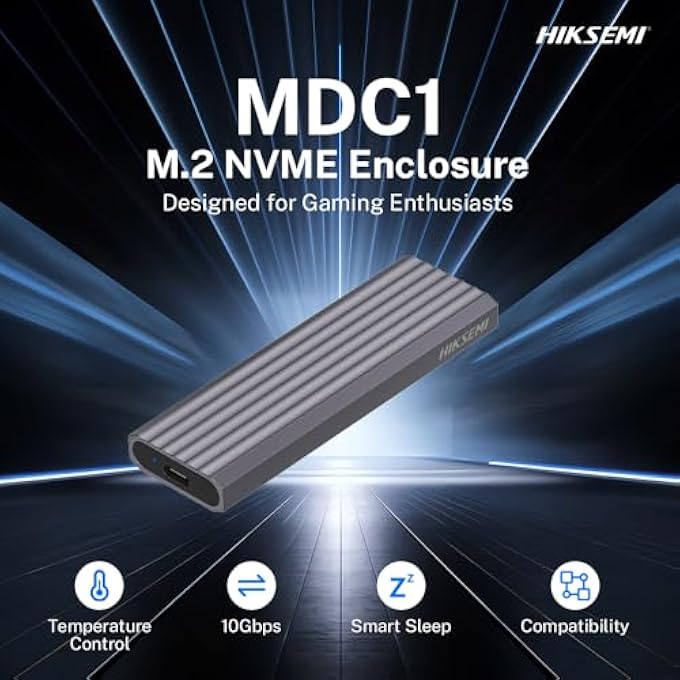 HIKSEMI M.2 NVME SSD ENCLOSURE, USB C 3.2 GEN 2 10GBPS M2 USB SSD ADAPTER, ALUMINUM TOOLLESS NVME SSD CASE FOR PCIE M-KEY/M+B KEY SSD SIZE 2230/2242/2260/2280, SUPPORT UASP TRIM - Image 2