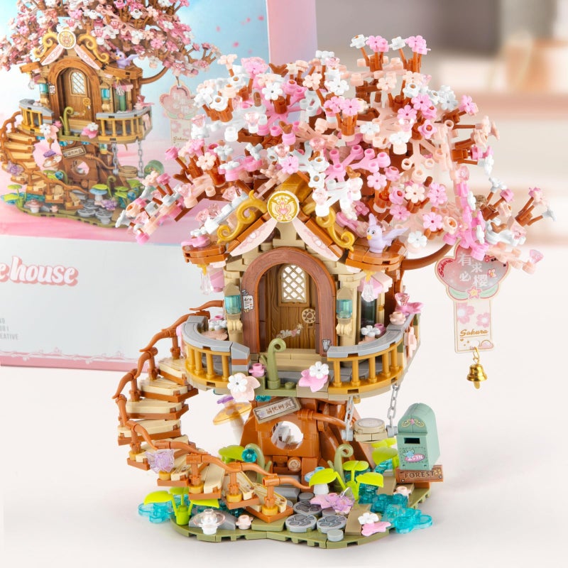 Vziimo Cherry Blossom Bonsai Tree Building Sets, Japanese Tree House Model Sets, 1149 PCS Mini Bricks Creative Gifts for Teens Adults 14+ - Image 5