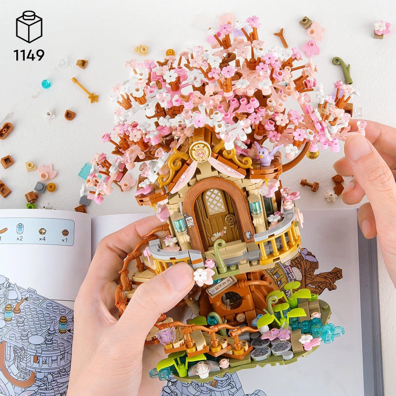 Vziimo Cherry Blossom Bonsai Tree Building Sets, Japanese Tree House Model Sets, 1149 PCS Mini Bricks Creative Gifts for Teens Adults 14+ - Image 4