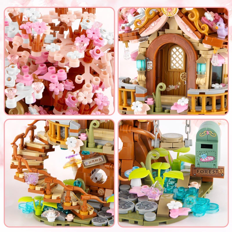 Vziimo Cherry Blossom Bonsai Tree Building Sets, Japanese Tree House Model Sets, 1149 PCS Mini Bricks Creative Gifts for Teens Adults 14+ - Image 3