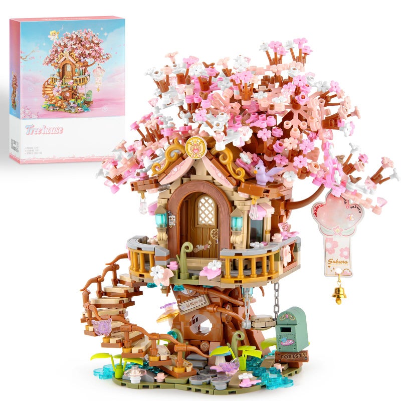 Vziimo Cherry Blossom Bonsai Tree Building Sets, Japanese Tree House Model Sets, 1149 PCS Mini Bricks Creative Gifts for Teens Adults 14+ - Image 1