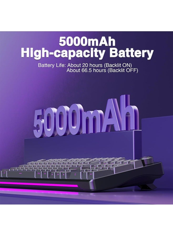 أولا لوحة مفاتيح ميكانيكية لاسلكية AULA S98 Pro مع شاشة ومقبض، 2.4 جيجاهرتز/USB-C/BT5.0، لوحة مفاتيح كريمية قابلة للتبديل السريع، مفاتيح خطية مُشحمة مسبقًا، أغطية مفاتيح PBT مطبوعة على الجانب، لوحات مفاتيح ألعاب بإضاءة خلفية RGB - Image 4