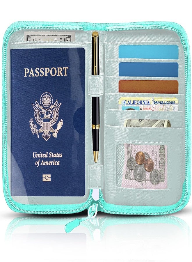 EPIMA Passport Holder for Travel Essentials, RFID Blocking Protector Passport Wallets, Passport Document Organizer Case for Travel Must Have, Green, Travel Fashion - Image 1