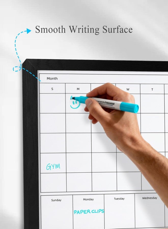 Aitakatta 4-in-1 Dry Erase Calendar for Wall with Black Wooden Frame, 17x13 inches Magnetic Monthly & Weekly Planner Whiteboard, Cork Board Combo, Hanging White Board for Decor/Memo(4H1-BK Wood,4333) - Image 5