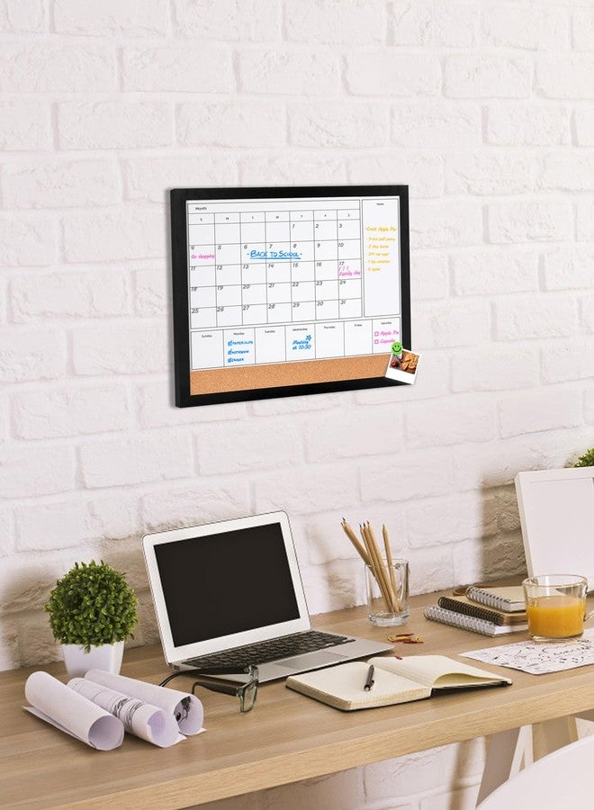 Aitakatta 4-in-1 Dry Erase Calendar for Wall with Black Wooden Frame, 17x13 inches Magnetic Monthly & Weekly Planner Whiteboard, Cork Board Combo, Hanging White Board for Decor/Memo(4H1-BK Wood,4333) - Image 4