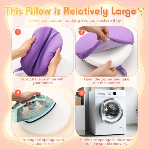 Suzile 12 Pcs 12 Inch Round Floor Cushions for Kids and Toddlers Flexible Seating Classroom Floor Pillow with Handles for Classroom Daycare Preschool Yoga Meditation - Image 4
