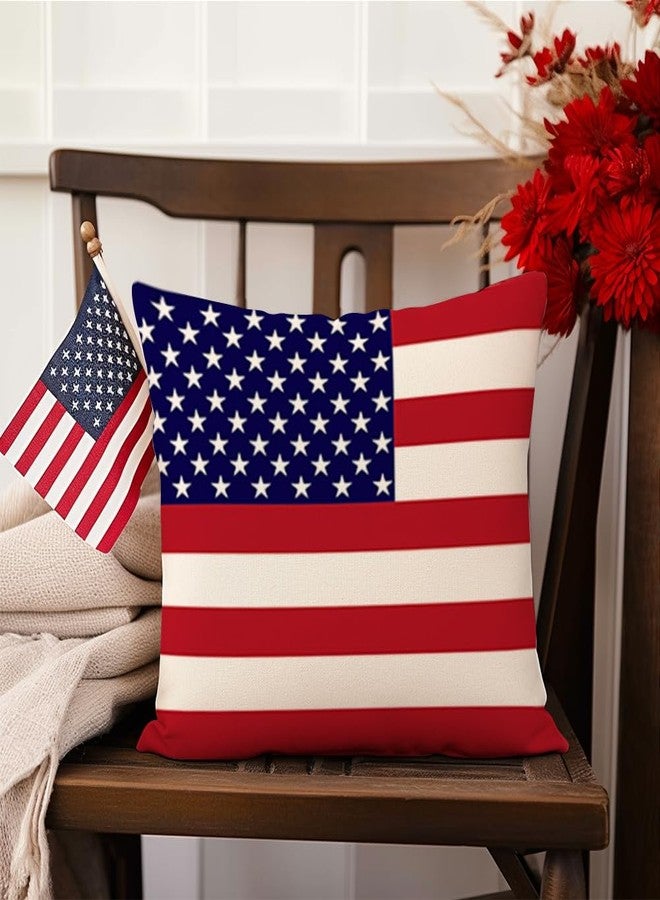 RABUSOFA 4th of July Decorations Pillows Decorative Throw Pillows18x18,Fourth of July Patriotic Pillow Cases,American Star Memorial Day Cushion Covers for Couch Sofa Set of 2(12-18) - Image 3