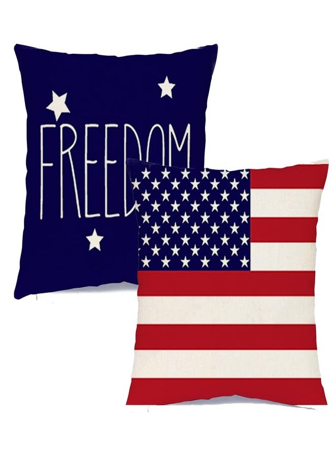 RABUSOFA 4th of July Decorations Pillows Decorative Throw Pillows18x18,Fourth of July Patriotic Pillow Cases,American Star Memorial Day Cushion Covers for Couch Sofa Set of 2(12-18) - Image 1