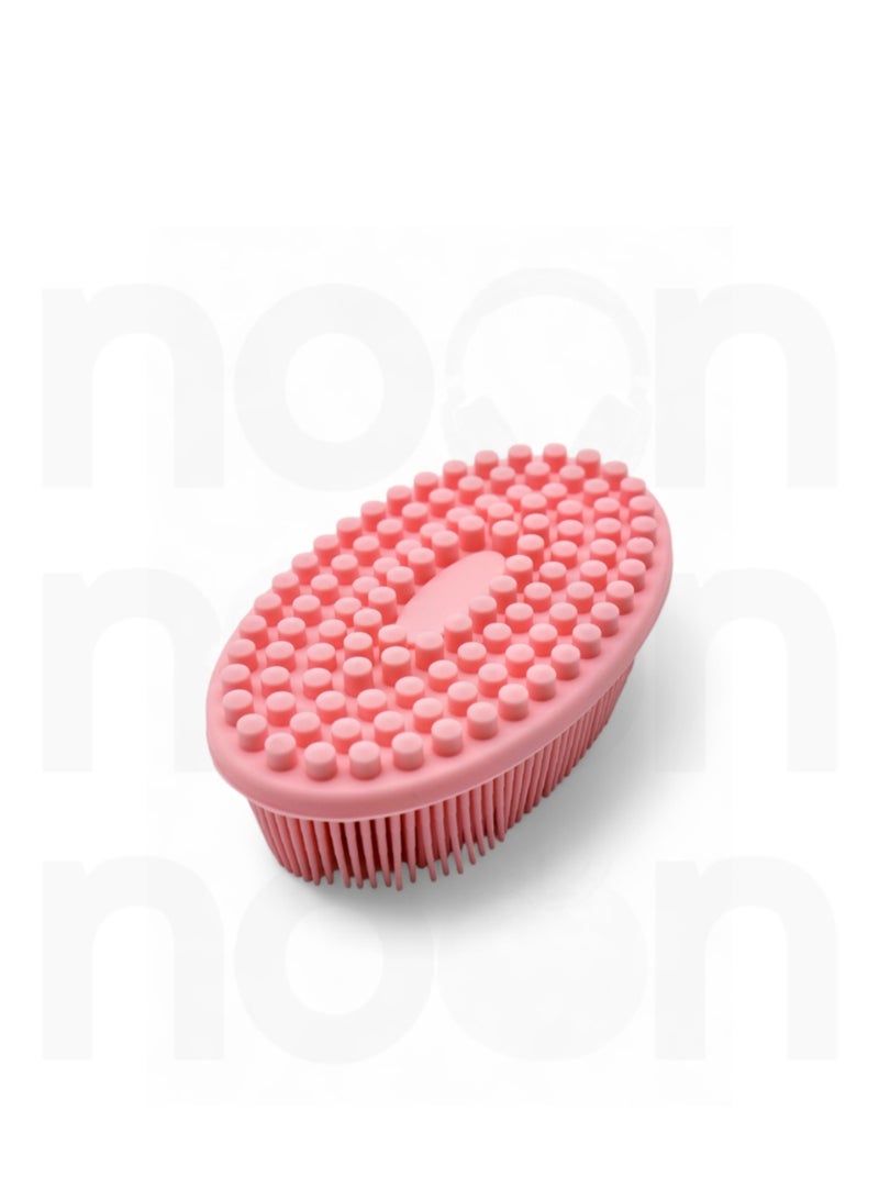 A 100% silicone bath loofah brush for gentle exfoliation (pink) - Image 1