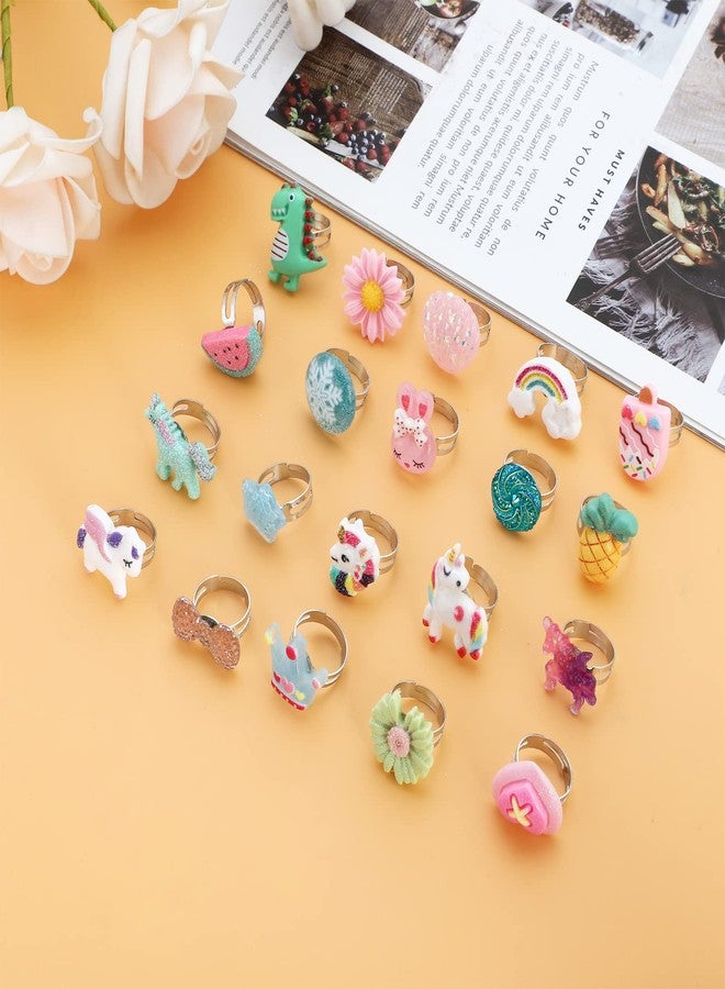 SOTOGO 36 Pieces Little Girl Rings Jewelry Rings Girl Pretend Play Rings and Dress up Rings, Little Girls Gift - Image 3