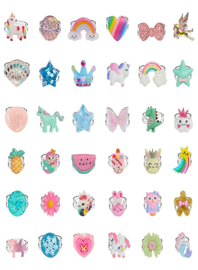 SOTOGO 36 Pieces Little Girl Rings Jewelry Rings Girl Pretend Play Rings and Dress up Rings, Little Girls Gift - Image 1