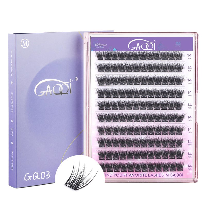 GAQQI Lash Clusters, Eyelash Clusters 120PCS C Curl Individual Lashes, Wispy Cluster Eyelash Extension 14mm Only, Natural Looking Cluster Lashes ï¼ˆGQ03, C Curl, 14mm) - Image 1