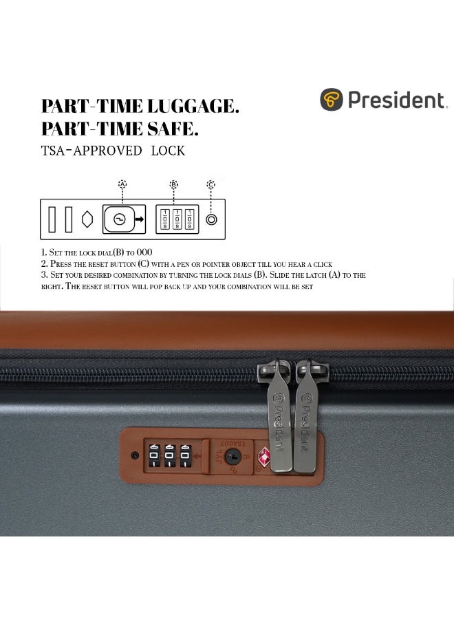 President The President Luggage Set Of 3 - Polycarbonate Material | Unisex | Money Moves, Grey - Image 4