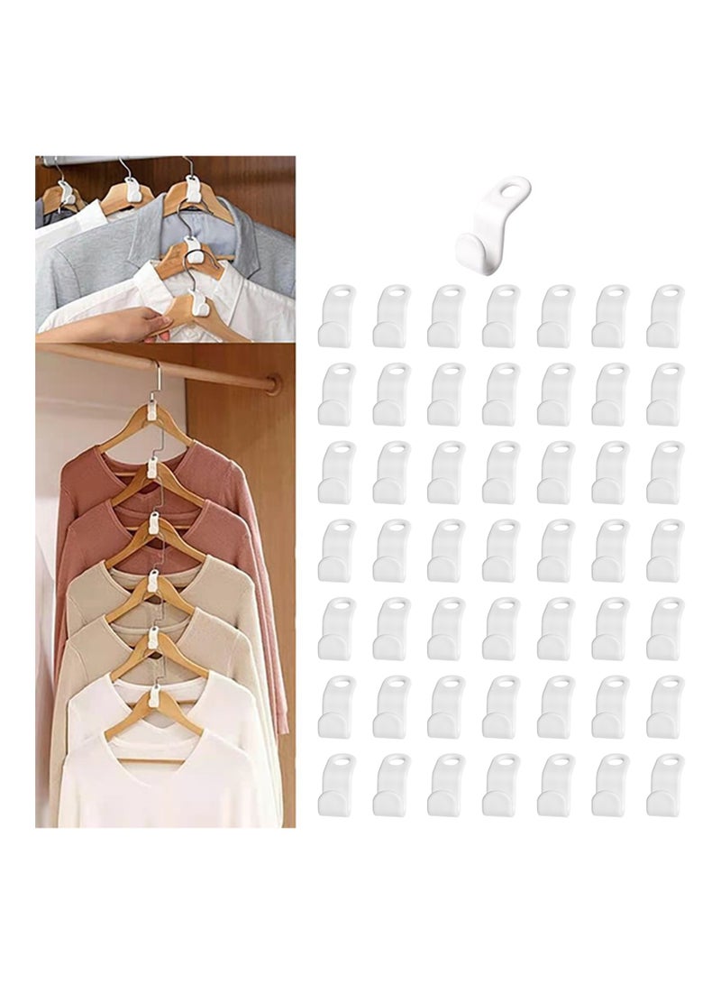 50PCS Clothes Hanger Connector Hooks Cascading Hangers Space Saving Organizer for Heavy Duty Cascading Hanger Extender Hooks White Plastic Hooks Closet Hanger - Image 1