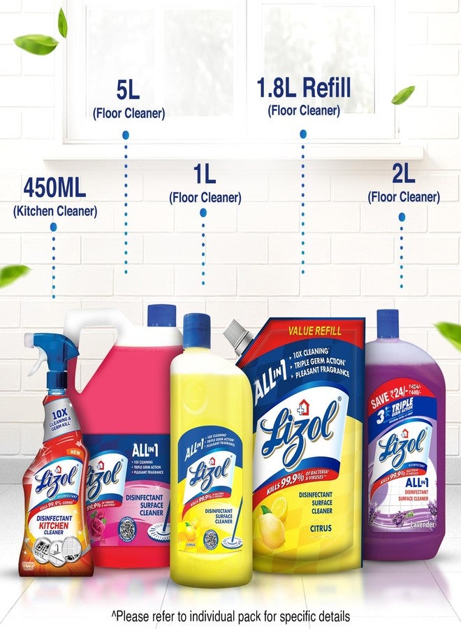 Lizol Disinfectant Surface & Floor Cleaner Liquid Refill Pack, Citrus - 1800 ml - Image 5
