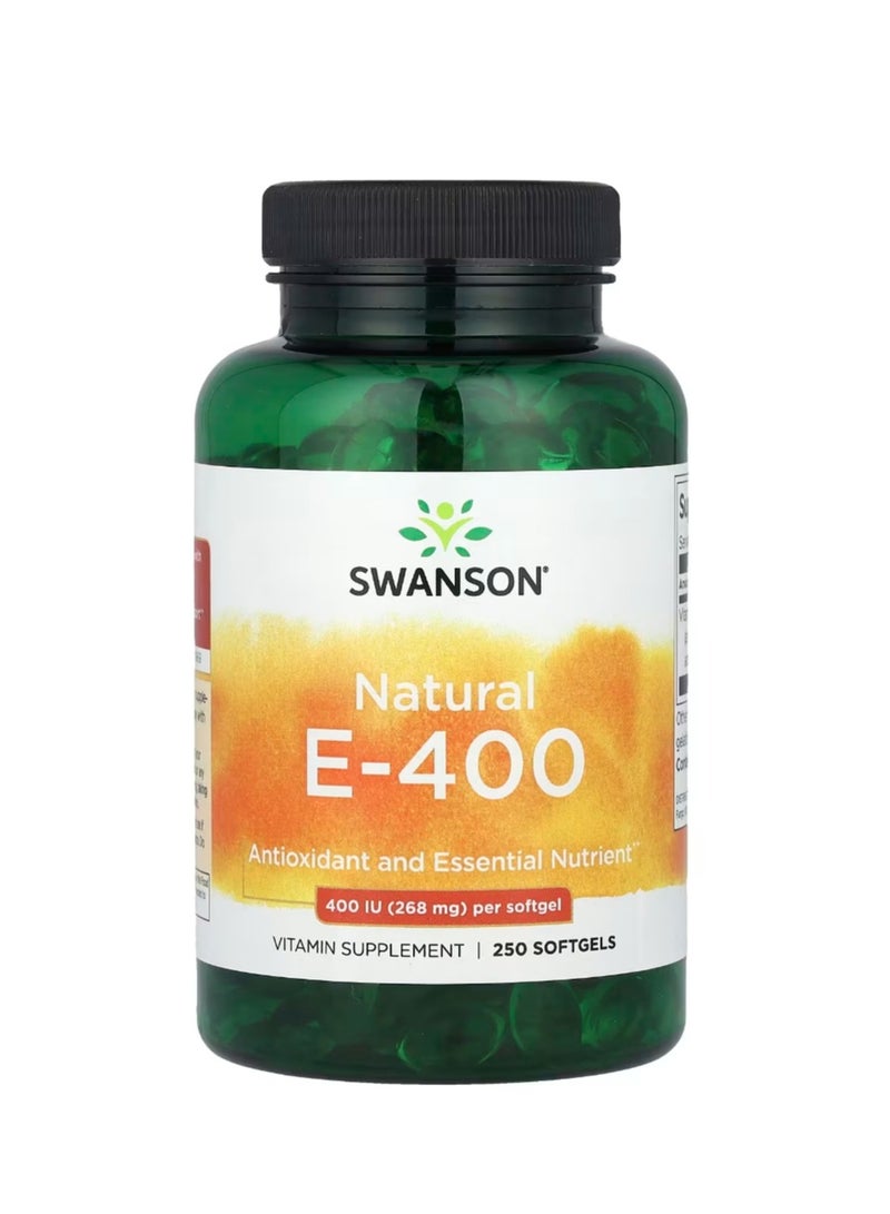 سوانسون E-400 طبيعي 268 مجم (400 وحدة دولية) 250 كبسولة هلامية - Image 1