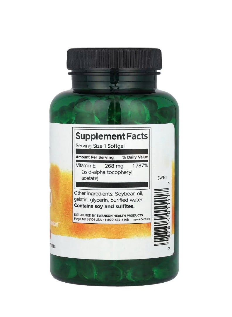 سوانسون E-400 طبيعي 268 مجم (400 وحدة دولية) 250 كبسولة هلامية - Image 2