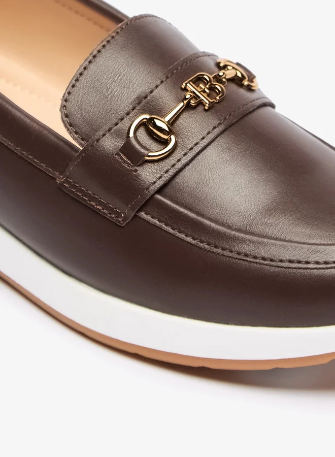فلورا بيلا من شو إكسبرس Solid Slip-On Loafers with Metal Accent