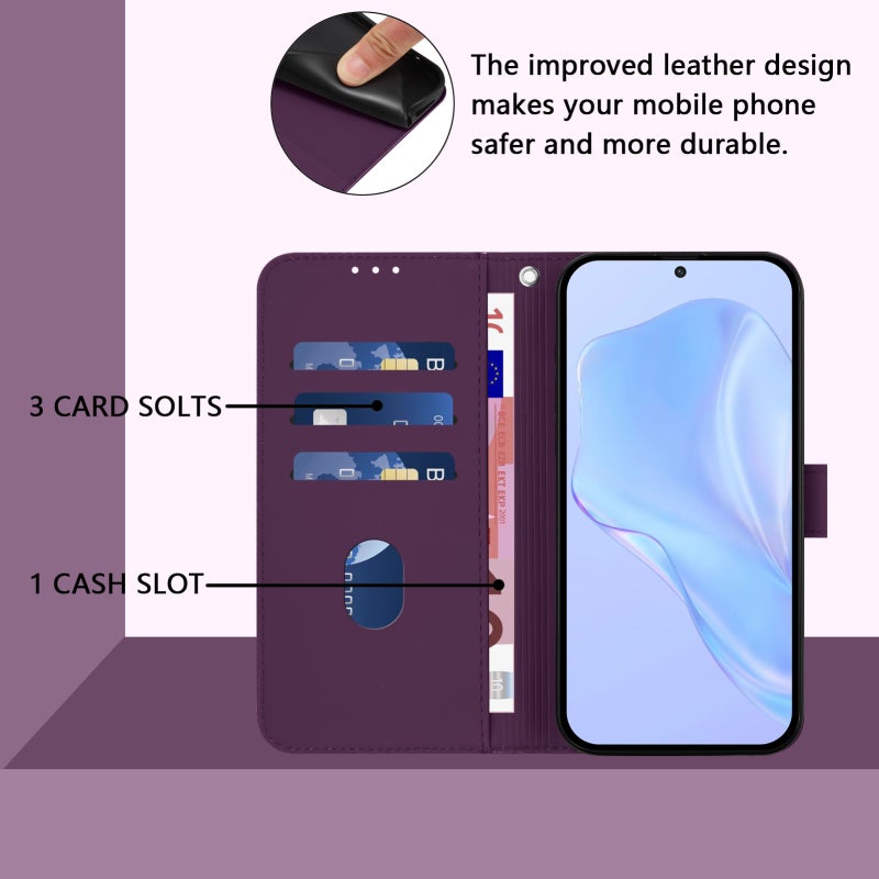 BURAQ Case Cover For OPPO A94 5G Global Skin Feel Solid Color Leather Phone Case with Lanyard(Violet) - Image 4