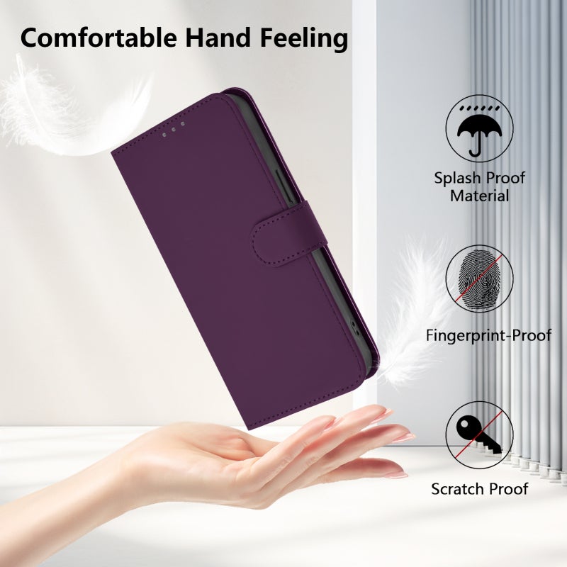 BURAQ Case Cover For OPPO A94 5G Global Skin Feel Solid Color Leather Phone Case with Lanyard(Violet) - Image 5