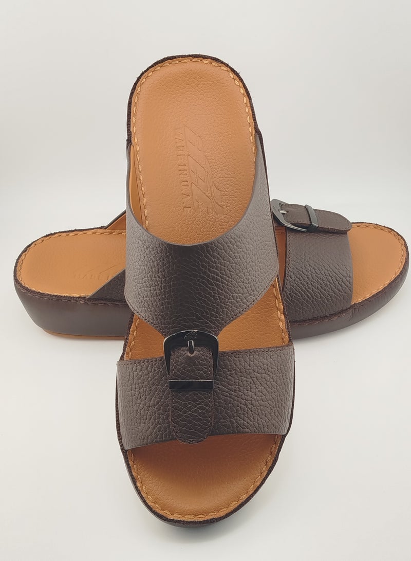 النهام نعال النهام للرجال | شبشب يومي | نعال رجالي عربي من الجلد الطبيعي بالكامل مع مشبك | نعل داخلي بني | صنادل عربية خارجية | مريح وخفيف الوزن - Image 4