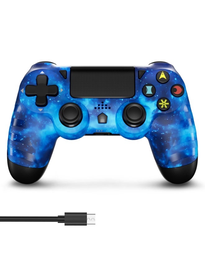 وحدة تحكم PS4، وحدة تحكم لاسلكية متوافقة مع PS4/PS3/Android/PC/iOS، عصا تحكم PS4 مع شاشة تعمل باللمس، جيروسكوب بستة محاور، أزرق - Image 1