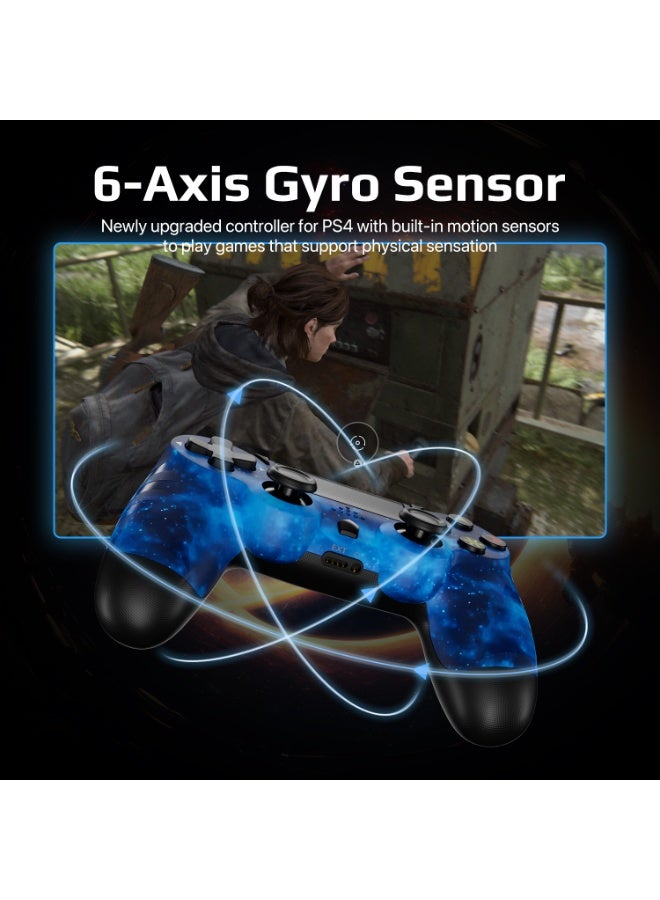 وحدة تحكم PS4، وحدة تحكم لاسلكية متوافقة مع PS4/PS3/Android/PC/iOS، عصا تحكم PS4 مع شاشة تعمل باللمس، جيروسكوب بستة محاور، أزرق - Image 4