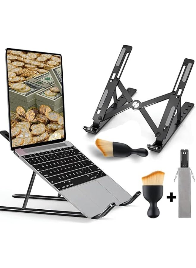 This laptop stand is made of high-quality aluminum, is adjustable and foldable, and fits all laptops - Black - Image 3