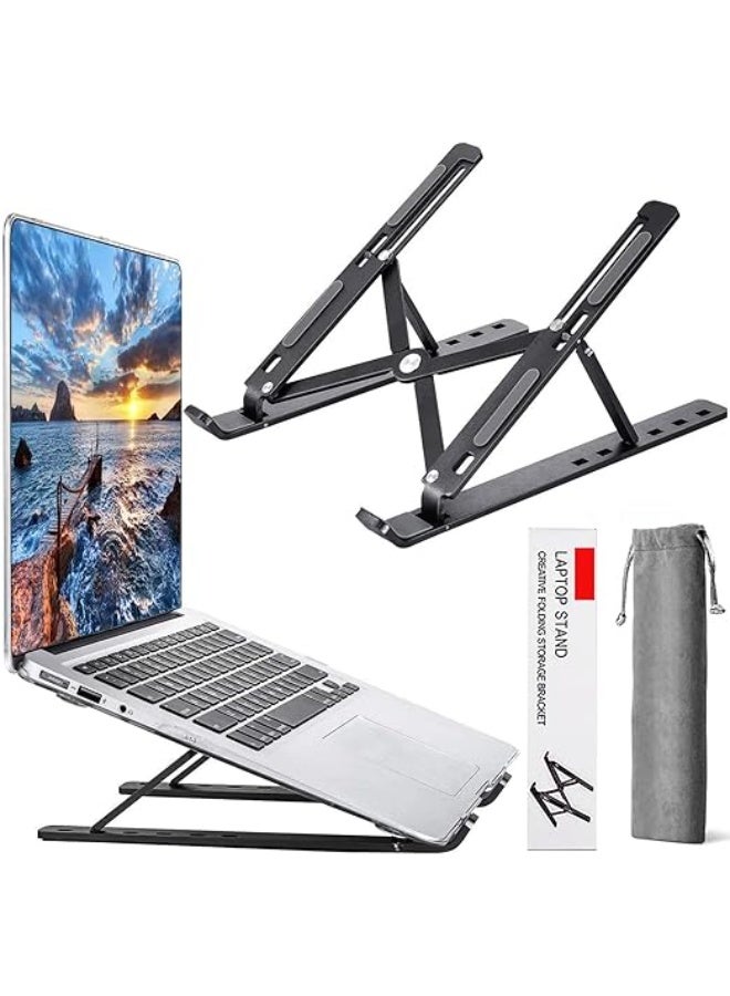 This laptop stand is made of high-quality aluminum, is adjustable and foldable, and fits all laptops - Black - Image 4
