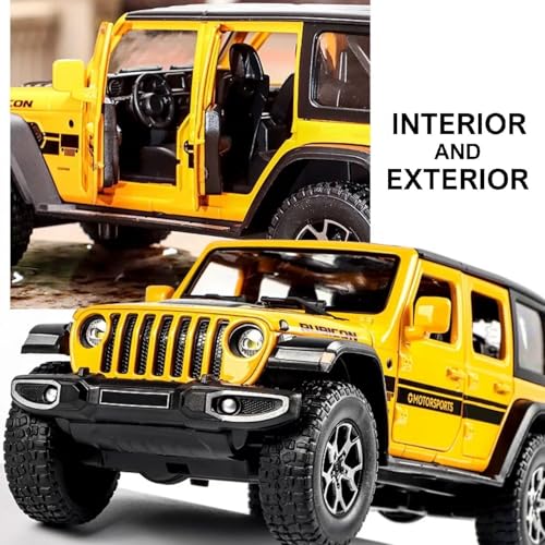 DEZICON Rubicon Wrangler Toy Car for Kids Collection 1:24 Scale Diecast Metal Model Car with Light Sound Pull Back Openable Door - Image 5