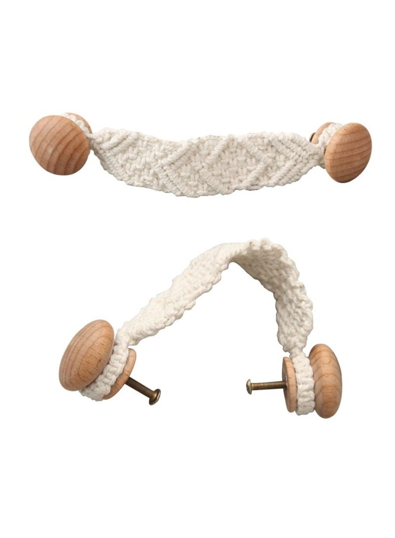 Rope Knobs Door Handle,  Knot Cabinet Drawer Cupboard Furniture Wooden Pulls Handles for Kitchen Wardrobe knobs Dresser (2 Pack) - Image 1