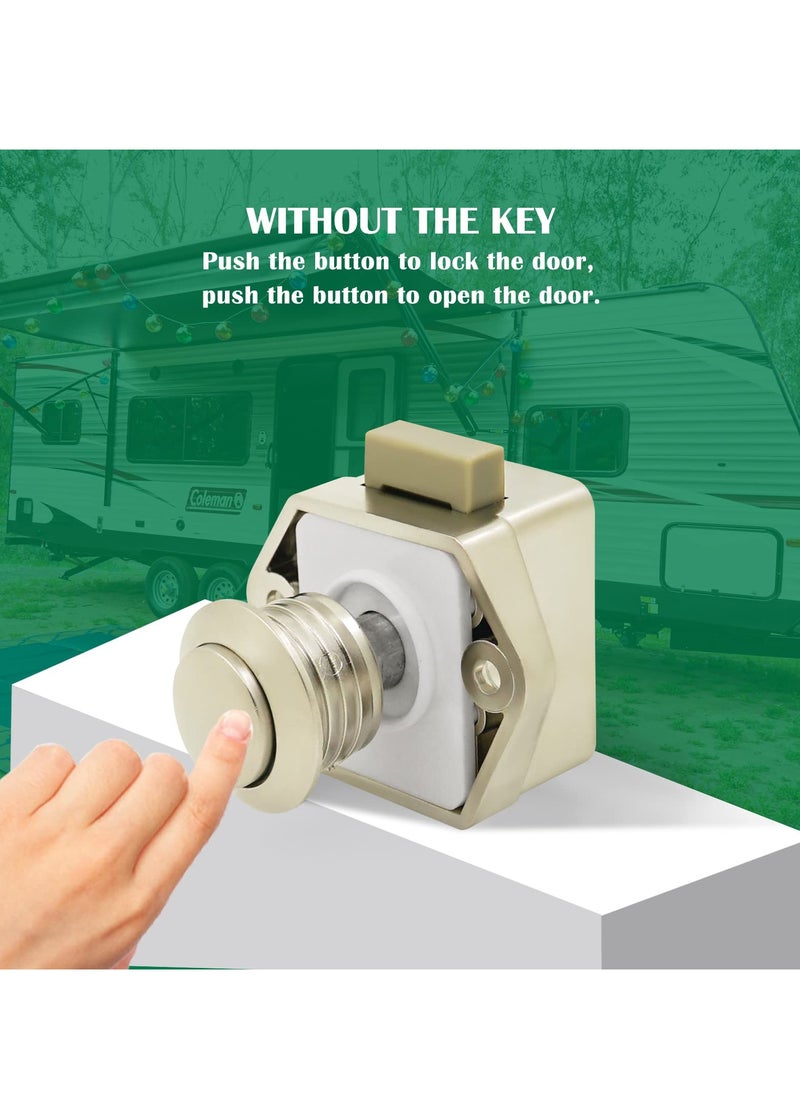 SYOSI - Keyless Push Cabinet Locks, 10 Packs Push Button Cabinet Knobs Keyless Push Button, Metal Push Button Cabinet Door Latch for RV Yachts Motorhome Camper Caravan - Image 1