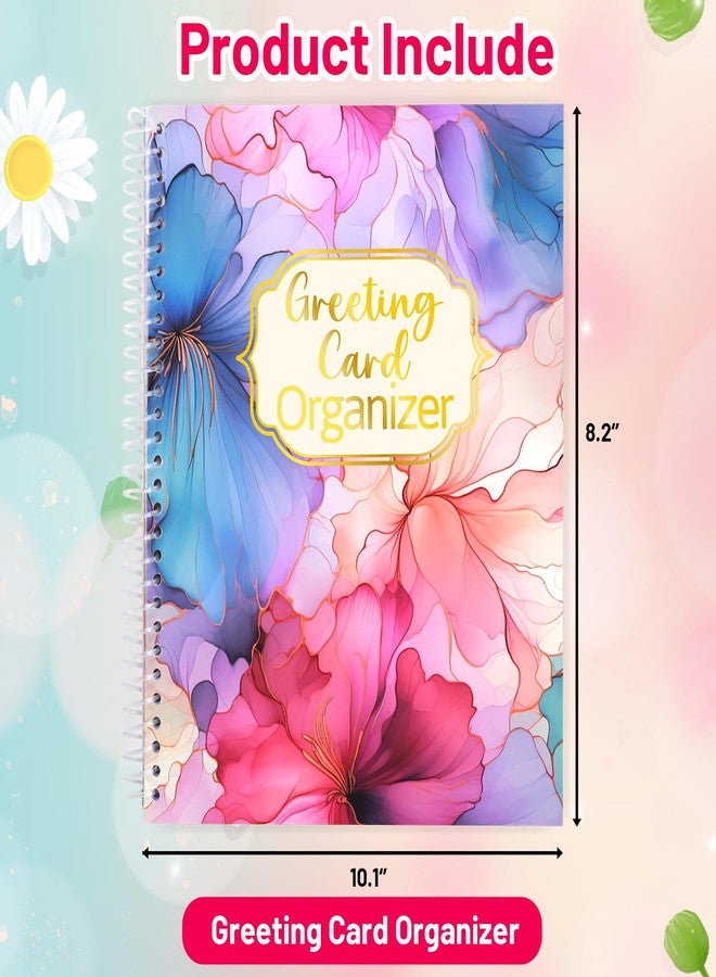 ceiba tree Floral Greeting Card Organizer Colorful Month by Month Card Keeper Book with 24 Pockets for Holiday Reminders Birthday Party Wedding - Image 2
