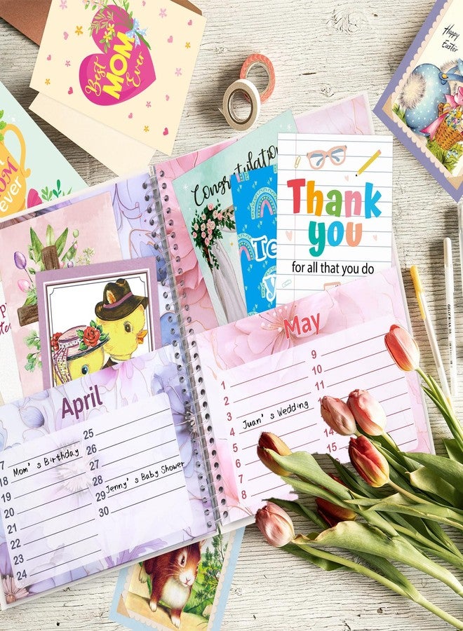 ceiba tree Floral Greeting Card Organizer Colorful Month by Month Card Keeper Book with 24 Pockets for Holiday Reminders Birthday Party Wedding - Image 5