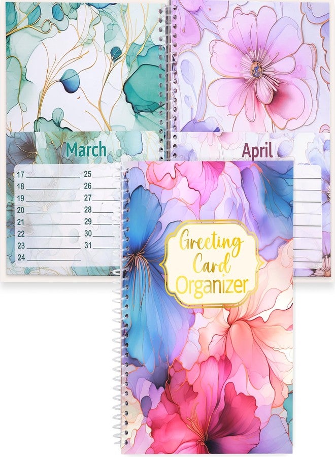 ceiba tree Floral Greeting Card Organizer Colorful Month by Month Card Keeper Book with 24 Pockets for Holiday Reminders Birthday Party Wedding - Image 1