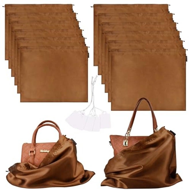 2 Pack Dust Bags for Handbags Silk Dust Cover Bag for Handbags Purses Shoes, Dustproof Drawstring Bag Travel Storage Pouch - Image 1