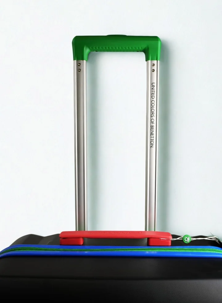 UNITED COLORS OF BENETTON BNTA-203X 24 Inch- Checked Luggage with TSA Lock| Material- Acrylonitrile Butadiene Styrene| Adjustable Trolley Handle | Smooth Dual Wheels 360degree rotate| BLACK