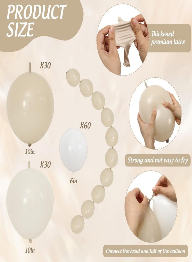 Whaline 120 Pcs White Beige Quick Link Balloons, Linking Balloons for Making Balloon Wall Arch Chains, Pearl Balloon for Wedding Birthday Bridal Baby Shower Graduation Party Decorations (6+10 inch) - Image 2
