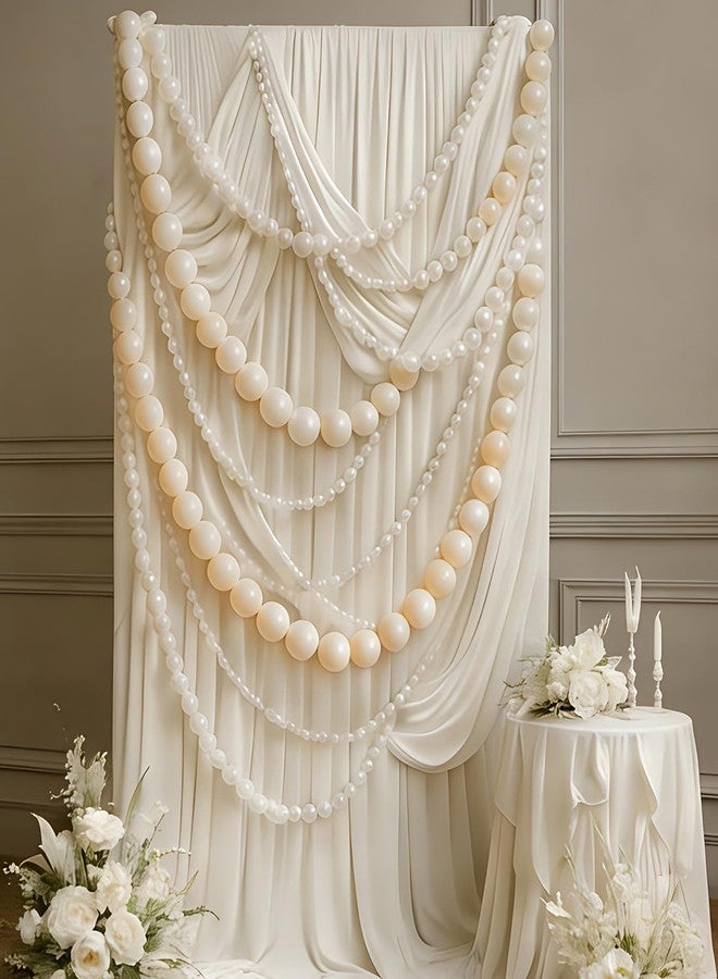 Whaline 120 Pcs White Beige Quick Link Balloons, Linking Balloons for Making Balloon Wall Arch Chains, Pearl Balloon for Wedding Birthday Bridal Baby Shower Graduation Party Decorations (6+10 inch) - Image 1