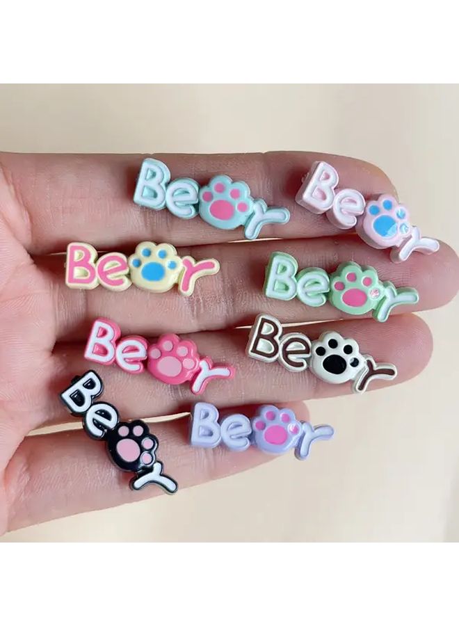 10pcs Mixed Color Bear Paw DIY Scrapbooking Decals Craft Embellishments - Image 4