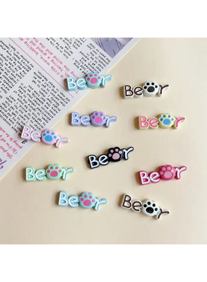 10pcs Mixed Color Bear Paw DIY Scrapbooking Decals Craft Embellishments - Image 1