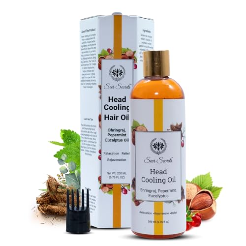 Seer Secrets Natural Peppermint & Bhringraj Oil for Head Cooling | Hair Growth | Relaxation & Relief | Suitable for Men & Women | Pack of 200ML - Image 1