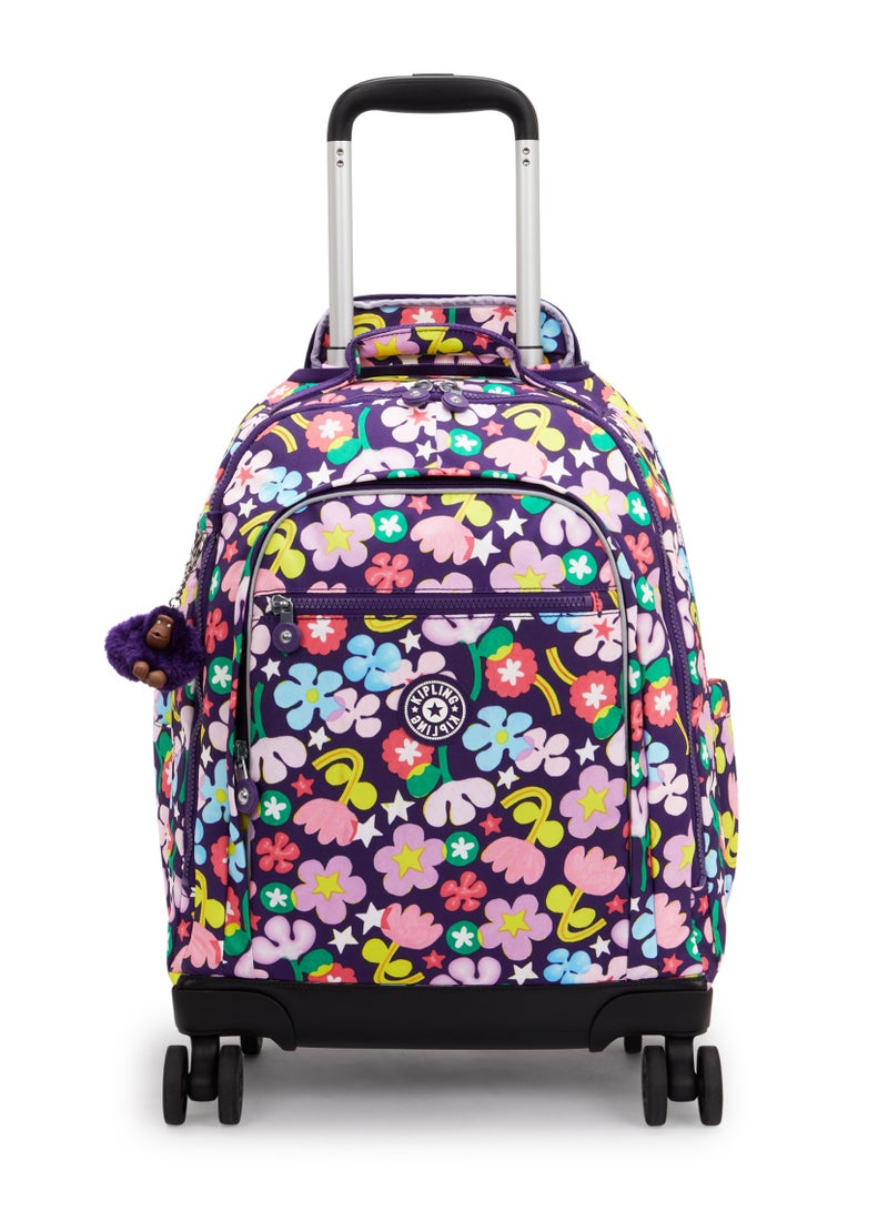 kipling New Zea Kids' Large Wheeled Backpack with Laptop Protection Fairy Flower - Image 1