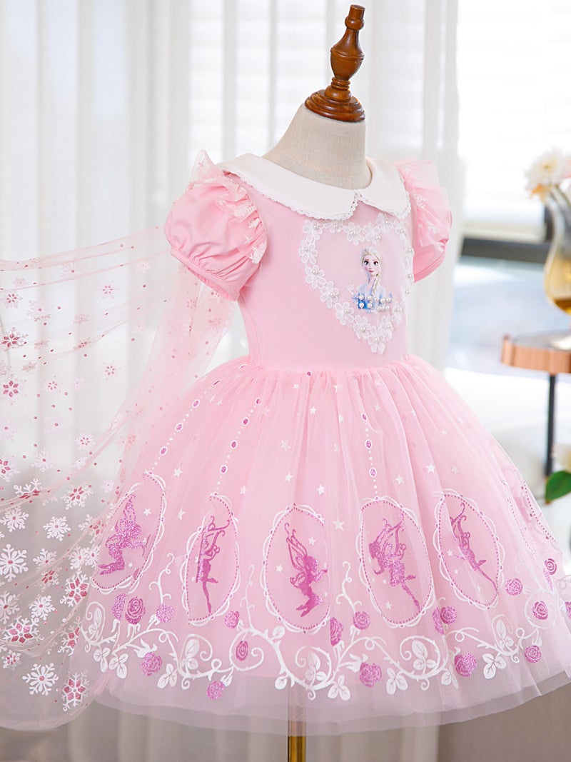 2023 Summer New Frozen Princess Aisha Dress Aisha Dress Short Sleeve Summer Love Yarn Dress - Image 5