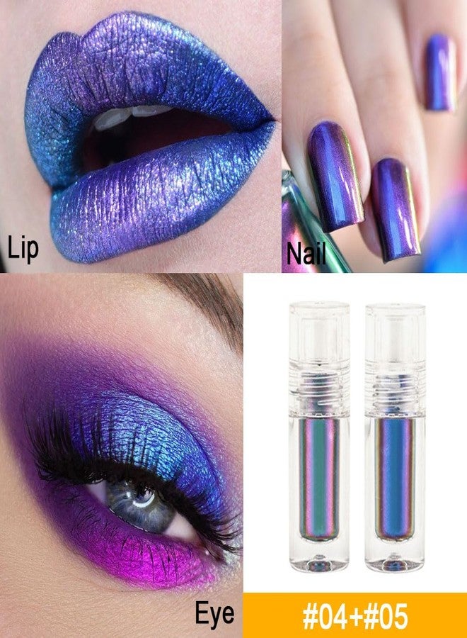 AMY'S DIARY Duochrome MultiChrome Chameleon Liquid Metallic Eyeshadow 3 Pcs Set, Deep Purple Blue High-Impact Multi-Dimensional Finish, Silky Smooth and High Pigment Holographic Glitter Eyeshadow Makeup (Set03) - Image 4