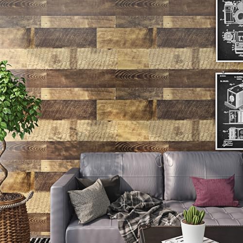 Livelynine 158x197 Wood Contact Paper for Floors Waterproof Renter Friendly Floor Peel and Stick Wood Planks for Walls Bathroom Vinyl Plank Flooring Roll Self Adhesive Vinyl Wrap for Countertops - Image 3