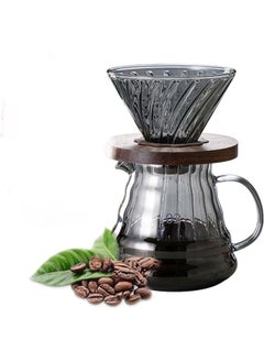 رانك  طقم تقطير v60 الة قهوة مكونة من قمع زجاجي وسيرفر زجاجي ومعلقة قياس وفلتر قهوة  - Image 3